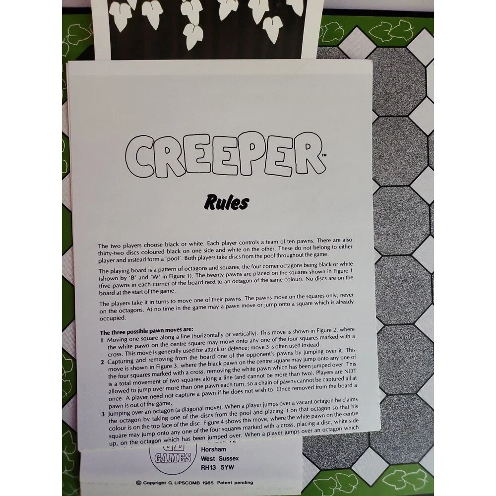 Creeper Strategy Board Game 1985 GL Games Lipscomb Vintage